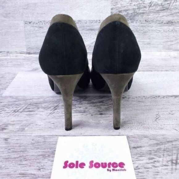 Lola Cruz Two Tone Round Toe Suede Pump Black Green sz 37 Women's sz 7 - Picture 5 of 8